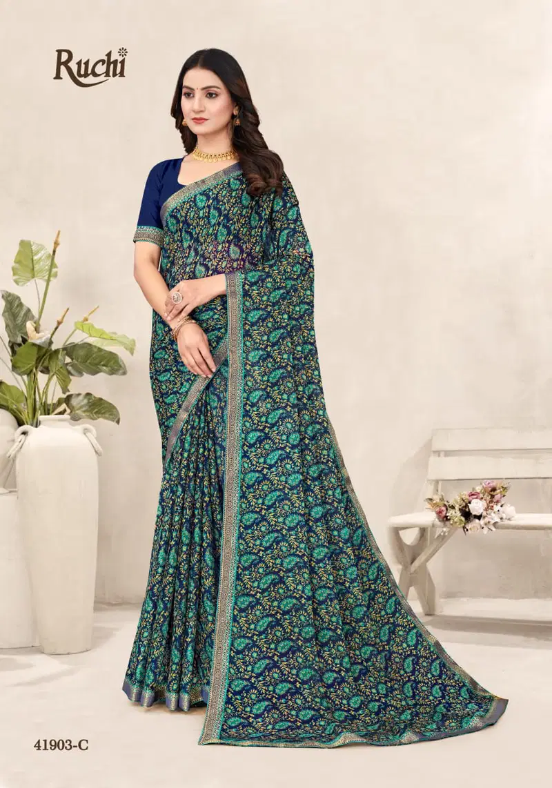 Simayaa Vol 34 By Ruchi Chiffon Daily Wear Saree Exporters In India
